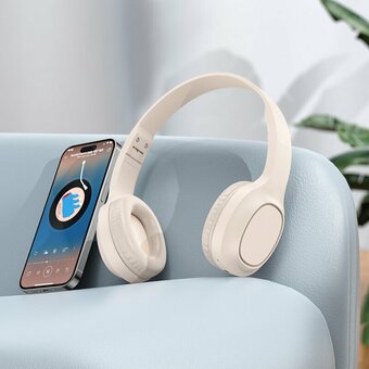  Наушники полноразмерные bluetooth HOCO W46 Charm (молочно-белый) 