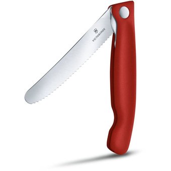  Нож кухонный Victorinox Swiss Classic (6.7191.F1) стальной столовый для овощей лезв.110мм серрейт. заточка красный/черный карт.коробка 