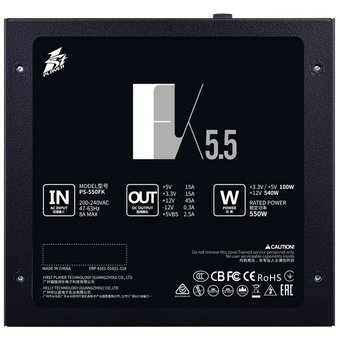  Блок питания 1STPLAYER FK 550W ATX 2.4, APFC, 120mm fan PS-550FK 