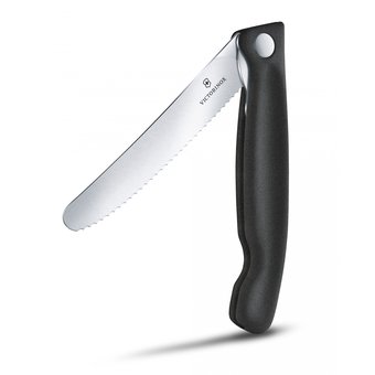  Нож кухонный Victorinox Swiss Classic (6.7833.FB) стальной столовый лезв.110мм серрейт. заточка черный блистер 