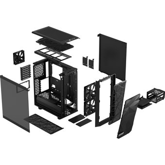  Корпус Fractal Design Meshify 2 Compact Black - TG / ATX, TG / 2x140mm & 1x120mm fans inc. / FD-C-MES2C-03 