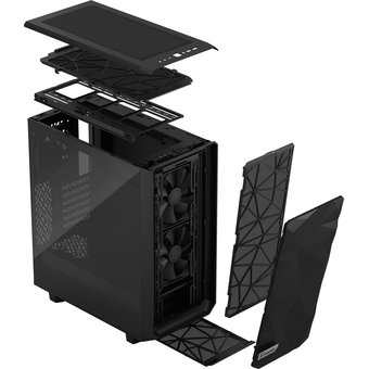  Корпус Fractal Design Meshify 2 Compact Black - TG / ATX, TG / 2x140mm & 1x120mm fans inc. / FD-C-MES2C-03 