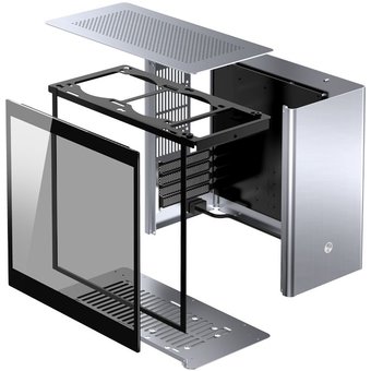  Корпус Jonsbo V9 без БП, боковая панель из закаленного стекла, mini-ITX, micro-ATX, SFX, серебристый 
