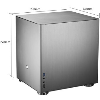  Корпус Jonsbo V4 Silver без БП, mini-ITX, micro-ATX, серебристый 