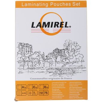  Пленка для ламинирования Lamirel LA-78787 набор А4, A5, A6 - по 25 шт каждого формата, 75мкм, 75 шт. 
