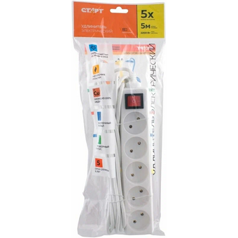  Удлинитель СТАРТ 4670012297772 5 розеток. с/у S 5x5 - V/5,0 м. 