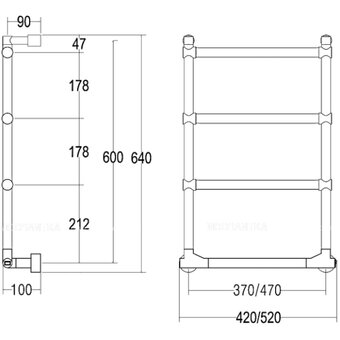  Полотенцесушитель электрический MARGAROLI Margaroli Sole арт. 512/5, int.470 Box (5424704CRNB) хром шлифованный 