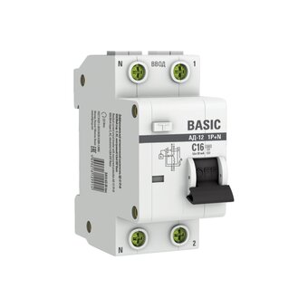  УЗО EKF АД-12 Basic DA12-16-30-bas 1P+N 16А 30мА тип АС х-ка C эл. 4,5кА 