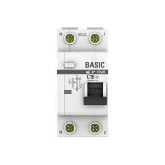  УЗО EKF АД-12 Basic DA12-16-30-bas 1P+N 16А 30мА тип АС х-ка C эл. 4,5кА 