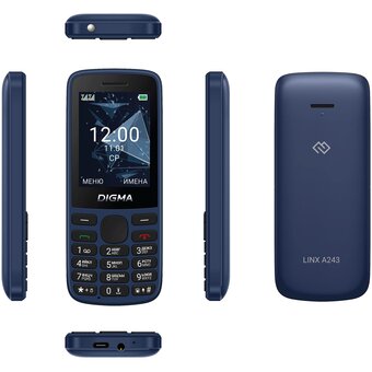  Мобильный телефон Digma A243 Linx LT2077PM 32Mb темно-синий 