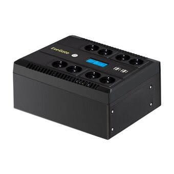  ИБП ExeGate Neo Smart LHB-850.LCD.AVR.8SH.CH.RJ.USB (EX295014RUS) 850VA/510W, LCD, AVR, 8*Schuko, RJ45/11, USB, 4*USB-порта для зарядки, Black 