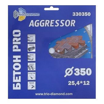  Диск алмазный отрезной TRIO-DIAMOND Pro Aggressor 330350 350x25,412 бетон 