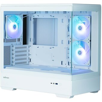  Корпус ZALMAN P30 White, MATX, White, Window, 2x3.5", 3x2.5", 1xUSB Type-C, 1xUSB3.0, Side 2x120mm ARGB, Rear 1x120mm ARGB 