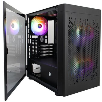  Корпус 1STPLAYER DK D3-B Black (D3-B-BK-2F1P-1F1) / mATX / 1x120mm 2x140mm LED fans inc. 