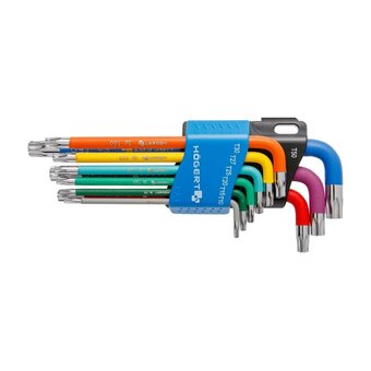  Набор ключей Torx HOEGERT TECHNIK HT1W817 Г-образных с цветной маркировкой, Т10-Т50 