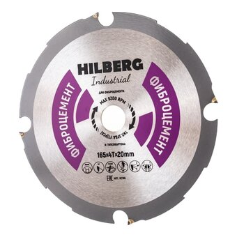  Диск пильный Hilberg Industrial HC165 165х4Tх20 фиброцемент 