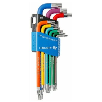  Набор ключей Torx HOEGERT TECHNIK HT1W817 Г-образных с цветной маркировкой, Т10-Т50 