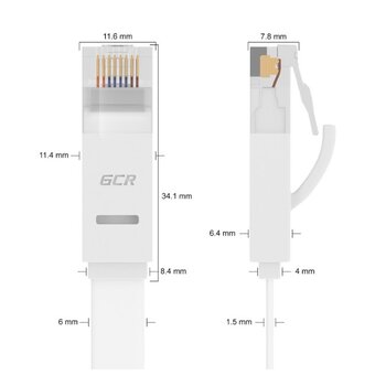  Патч-корд Greenconnect Prof GCR-51789 плоский прямой 10.0m, UTP медь кат.6, белый 