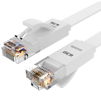  Патч-корд Greenconnect Prof GCR-51789 плоский прямой 10.0m, UTP медь кат.6, белый 