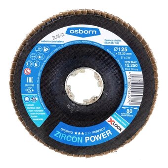  Диск абразивный лепестковый DRONCO Zircon Power X-Lock K80 5932387100 125 мм 