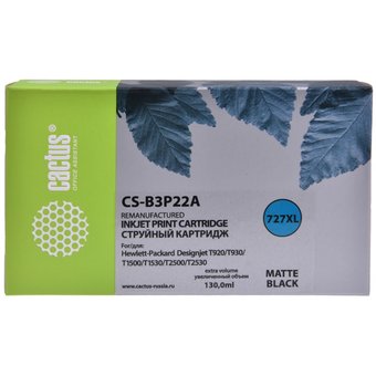  Картридж Cactus CS-B3P22A для HP DJ T920/T1500/T2530, черный матовый (130мл) 