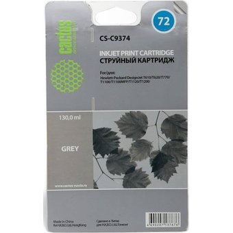  Картридж струйный Cactus CS-C9374 №72 фото серый для HP DJ T610/T620/T770/T1100/T1100/T1120/T1200 (1 