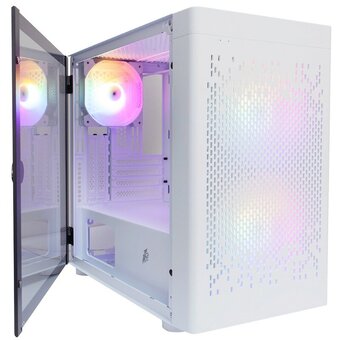  Корпус 1STPLAYER DK D3-B White (D3-B-WH-2F1P-W-1F1-W) / mATX / 1x120mm 2x140mm LED fans inc. 