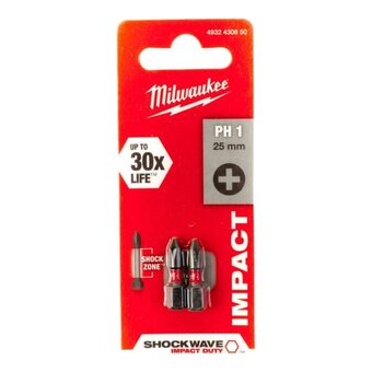  Насадка Milwaukee 4932430850 Shockwave PH1 25мм 2шт 