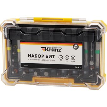  Набор бит KRANZ KR-92-0462 с магнитным держателем 25-50мм, 49шт (50шт/уп) 