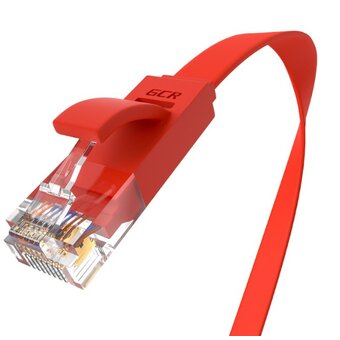  Патч-корд Greenconnect Prof GCR-LNC624-7.5m плоский прямой 7.5m, UTP медь кат.6, красный 