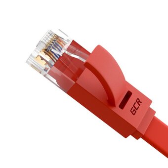  Патч-корд Greenconnect Prof GCR-LNC624-7.5m плоский прямой 7.5m, UTP медь кат.6, красный 