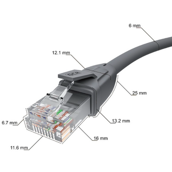  Патч-корд Greenconnect GCR-52596 прямой 7.5m UTP кат.6, серый 