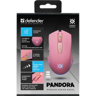  Мышь DEFENDER Pandora GM-502P 52501 Pink 