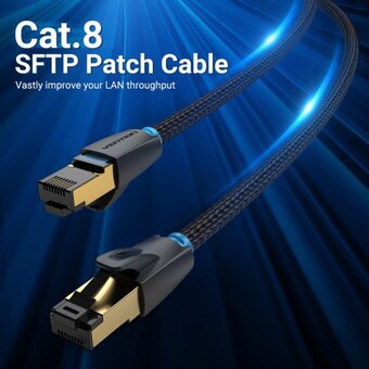  Патч-корд Vention IKGBD прямой SFTP cat.8 RJ45 - 0,5м. Черный 