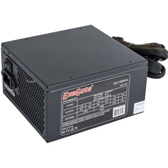  Блок питания Exegate EX220362RUS-S 700PPX RTL, ATX, SC, black, APFC,14cm,24p+(4+4)p, PCI-E, 5xSATA, 4xIDE, FDD + кабель 220V с защитой от выдергивания 