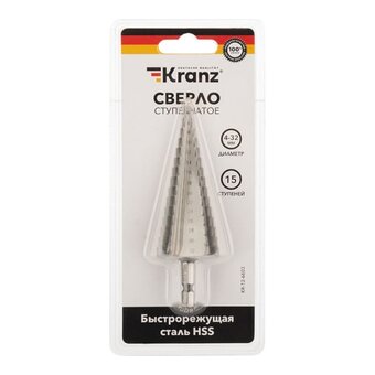  Сверло ступенчатое по металлу KRANZ HSS (KR-12-6603) 4,0-32,0 мм 