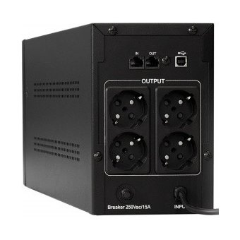  ИБП ExeGate EP285515RUS SpecialPro UNB-2000.LED.AVR.EURO.RJ.USB (2000VA/1200W, LED, AVR, 4 евророзетки, RJ45/11, USB, Black) 