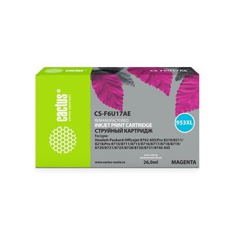  Картридж Cactus CS-F6U17AE №953XL для HP OJ Pro 7740/8210/8218/8710/8715, пурпурный, 26 мл. 