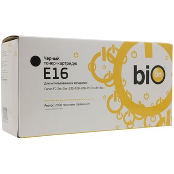 Картридж Bion E-16 для Canon FC-2xx/3xx/530/108/208; PC-7xx ; PC-8xx, черный, 2000 стр 