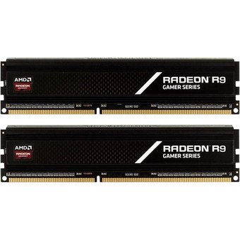  ОЗУ AMD 32GB Radeon DDR4 3200 DIMM R9 Gamers Series Black Gaming Memory R9S432G3206U2K Non-ECC, CL16, 1.35V, Heat Shield, Kit (2x16GB), RT 