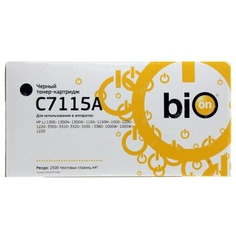  Картридж Bion BCR-C7115X для Hp LaserJet 1000, 1005w, 1150(n), 1200, 1220, 1300, 3300, 3310, 3320, 3330, 3380 (4'000 стр.) Черный 
