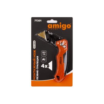  Нож строительный Amigo 77201 с трапециевидным лезвием 