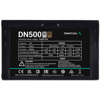  Блок питания Deepcool DN500 (DP-80-DN500RU-BE) Bulk 500w, 80 Plus 230V 