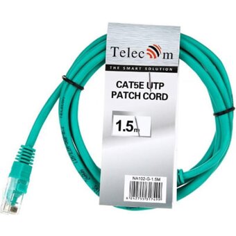  Патчкорд Telecom NA102-G-1.5M литой UTP кат.5е 1,5м зеленый 