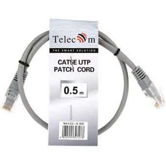  Патчкорд Telecom NA102--0.5M литой UTP кат.5е 0,5м серый 