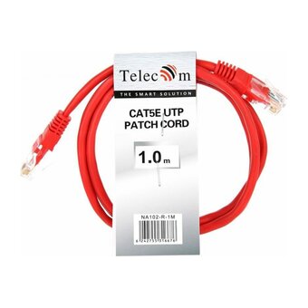  Патчкорд Telecom NA102-R-1M литой UTP кат.5е 1,0м красный 