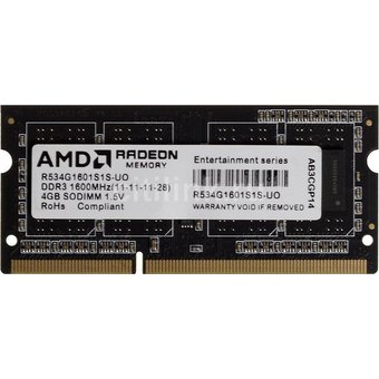 ОЗУ AMD SO-DIMM DDR3 4Gb 1600MHz R534G1601S1S-UO OEM PC3-12800 CL11 204-pin 1.5В 