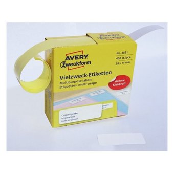  Этикетки Avery Zweckform 3831 38x14мм 400шт на листе/70г/м2/белый самоклей. универсальная (упак.1рул) 