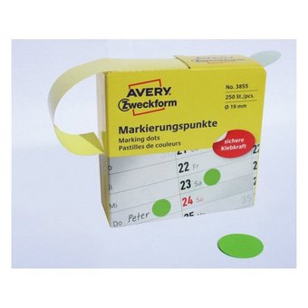  Этикетки Avery Zweckform 3855 250шт на листе диаметр 19мм/70г/м2/зеленый самоклей. универсальная (упак.1рул) 