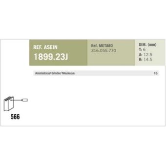  Комплект графитовых щеток 2 шт. Asein Metabo Oem 316055770/AS (1899.23J) 